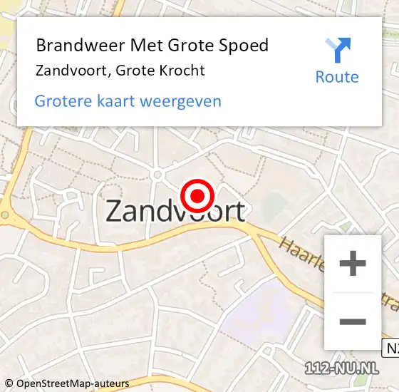 Locatie op kaart van de 112 melding: Brandweer Met Grote Spoed Naar Zandvoort, Grote Krocht op 18 april 2024 09:34