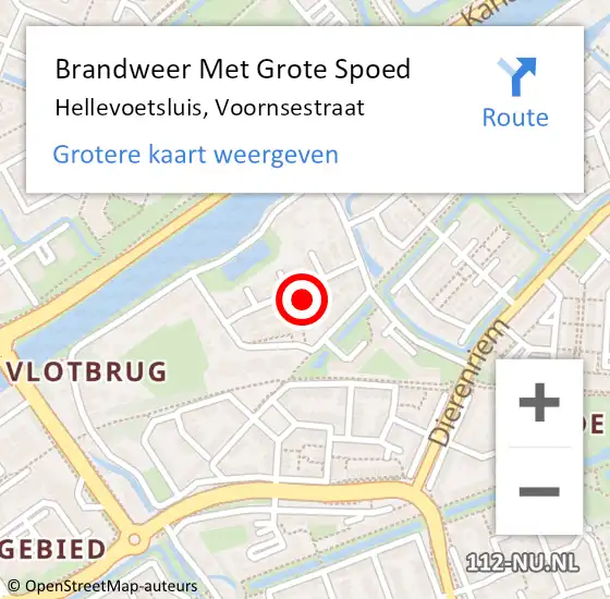 Locatie op kaart van de 112 melding: Brandweer Met Grote Spoed Naar Hellevoetsluis, Voornsestraat op 18 april 2024 09:36