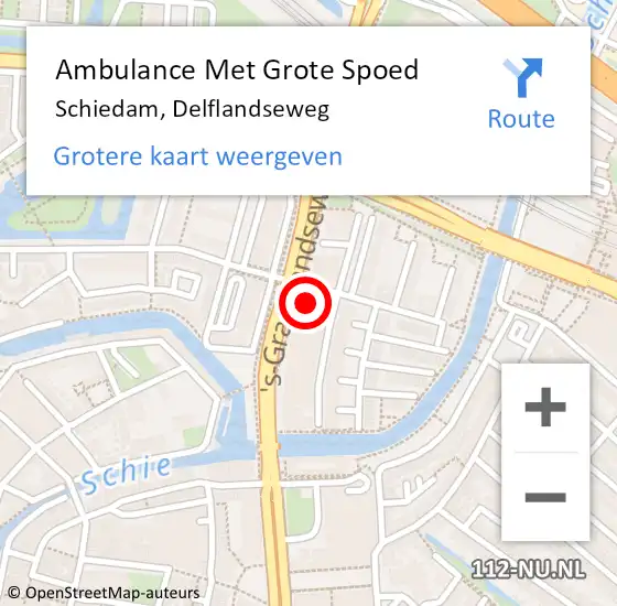 Locatie op kaart van de 112 melding: Ambulance Met Grote Spoed Naar Schiedam, Delflandseweg op 18 april 2024 09:46