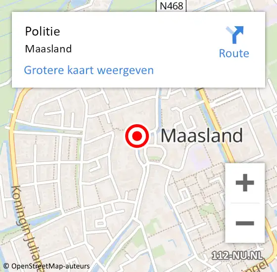 Locatie op kaart van de 112 melding: Politie Maasland op 18 april 2024 09:57