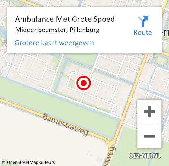 Locatie op kaart van de 112 melding: Ambulance Met Grote Spoed Naar Middenbeemster, Pijlenburg op 18 april 2024 10:05