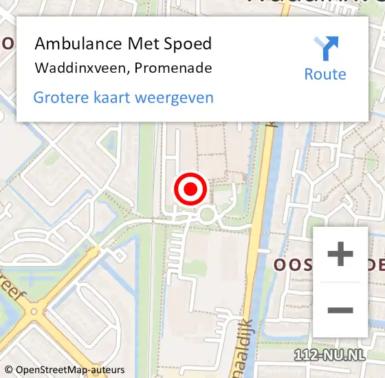 Locatie op kaart van de 112 melding: Ambulance Met Spoed Naar Waddinxveen, Promenade op 18 april 2024 10:24