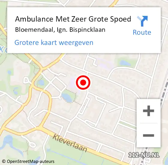 Locatie op kaart van de 112 melding: Ambulance Met Zeer Grote Spoed Naar Bloemendaal, Ign. Bispincklaan op 18 april 2024 10:38