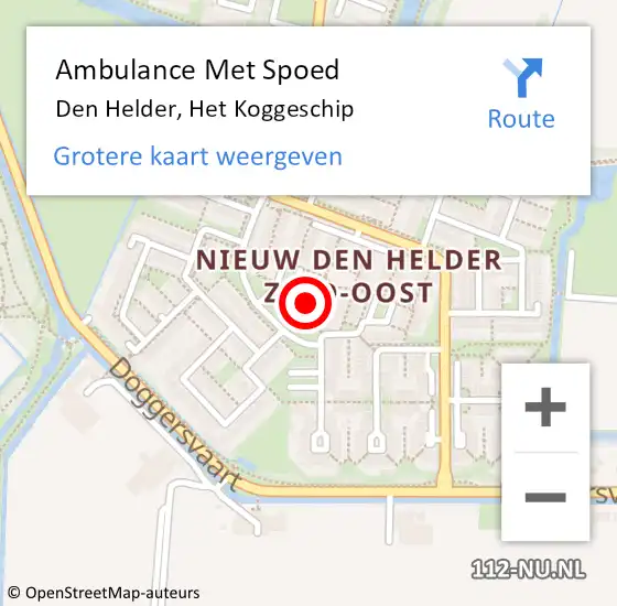 Locatie op kaart van de 112 melding: Ambulance Met Spoed Naar Den Helder, Het Koggeschip op 18 april 2024 10:45