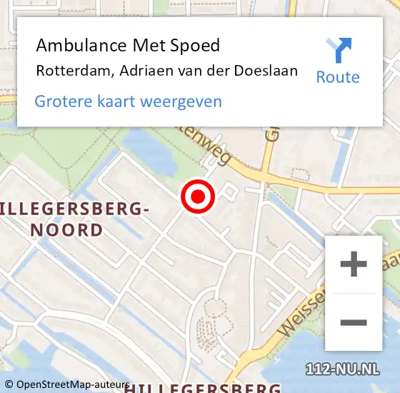 Locatie op kaart van de 112 melding: Ambulance Met Spoed Naar Rotterdam, Adriaen van der Doeslaan op 18 april 2024 11:05