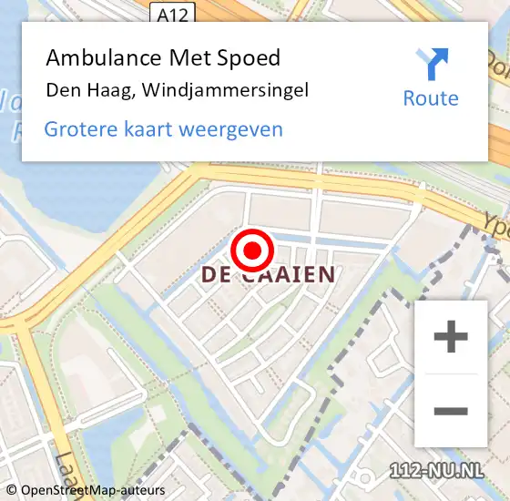 Locatie op kaart van de 112 melding: Ambulance Met Spoed Naar Den Haag, Windjammersingel op 18 april 2024 11:11