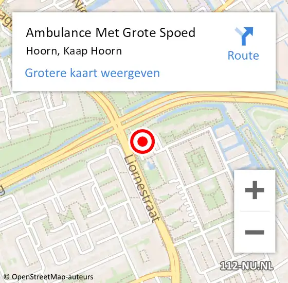 Locatie op kaart van de 112 melding: Ambulance Met Grote Spoed Naar Hoorn, Kaap Hoorn op 18 april 2024 11:18