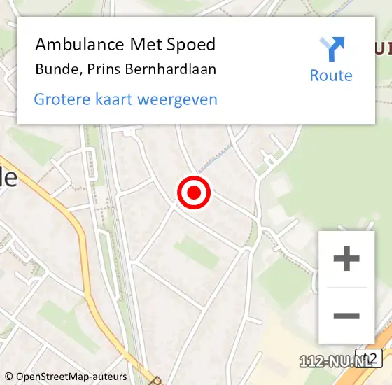 Locatie op kaart van de 112 melding: Ambulance Met Spoed Naar Bunde, Prins Bernhardlaan op 2 oktober 2014 20:50