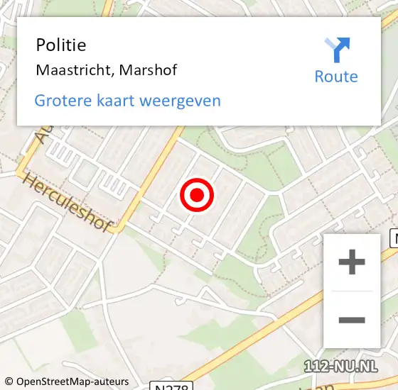 Locatie op kaart van de 112 melding: Politie Maastricht, Marshof op 18 april 2024 12:29