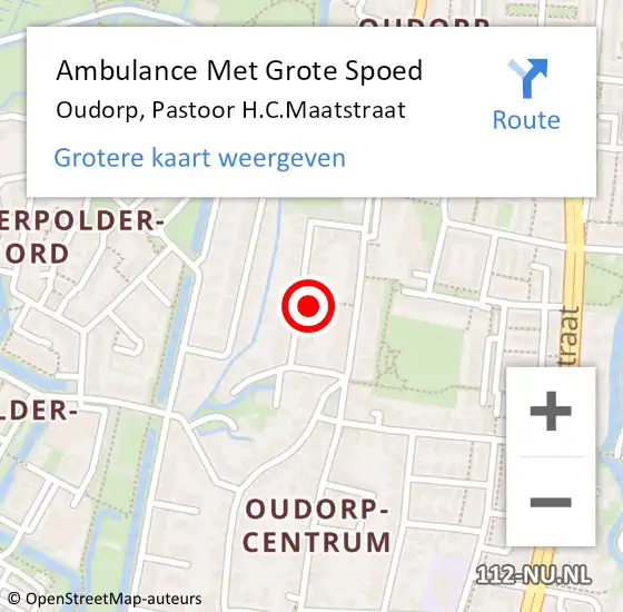 Locatie op kaart van de 112 melding: Ambulance Met Grote Spoed Naar Oudorp, Pastoor H.C.Maatstraat op 18 april 2024 12:34
