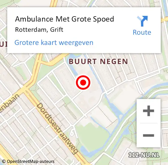 Locatie op kaart van de 112 melding: Ambulance Met Grote Spoed Naar Rotterdam, Grift op 18 april 2024 13:32