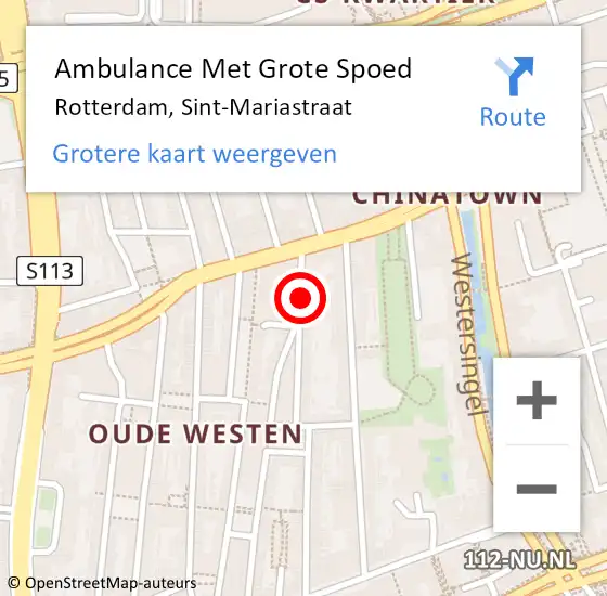 Locatie op kaart van de 112 melding: Ambulance Met Grote Spoed Naar Rotterdam, Sint-Mariastraat op 18 april 2024 13:46
