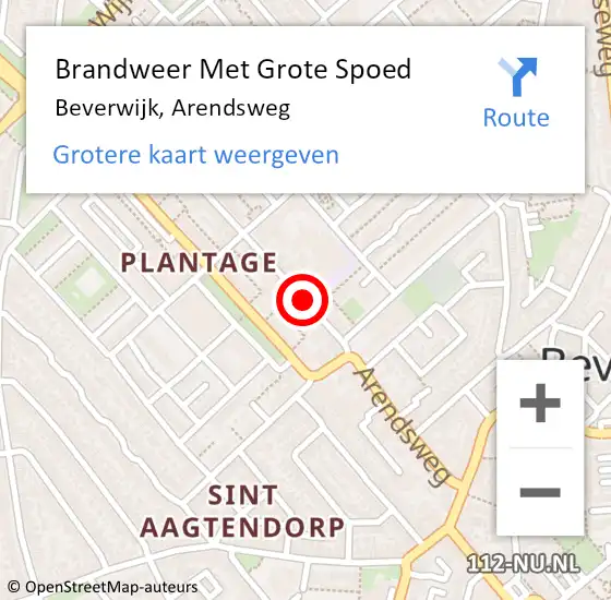 Locatie op kaart van de 112 melding: Brandweer Met Grote Spoed Naar Beverwijk, Arendsweg op 18 april 2024 13:55