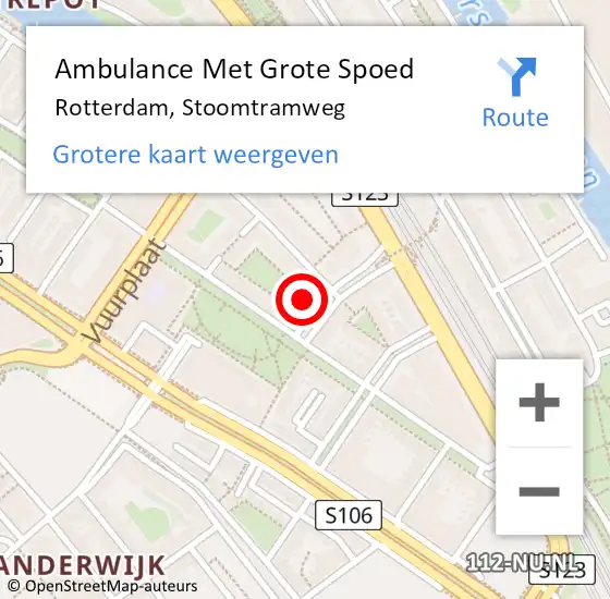 Locatie op kaart van de 112 melding: Ambulance Met Grote Spoed Naar Rotterdam, Stoomtramweg op 18 april 2024 14:07