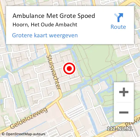 Locatie op kaart van de 112 melding: Ambulance Met Grote Spoed Naar Hoorn, Het Oude Ambacht op 18 april 2024 14:31