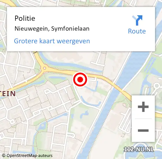 Locatie op kaart van de 112 melding: Politie Nieuwegein, Symfonielaan op 18 april 2024 14:40