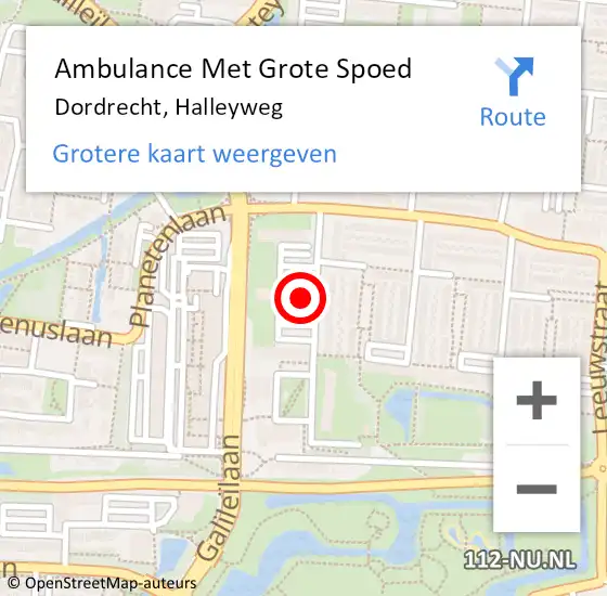 Locatie op kaart van de 112 melding: Ambulance Met Grote Spoed Naar Dordrecht, Halleyweg op 18 april 2024 14:57