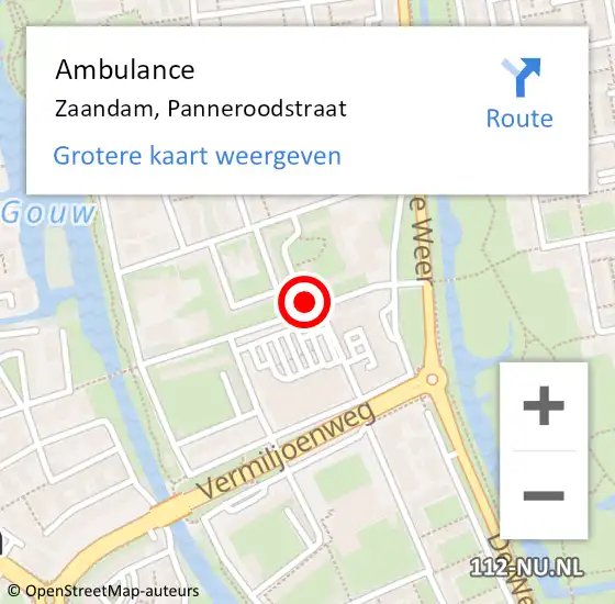 Locatie op kaart van de 112 melding: Ambulance Zaandam, Panneroodstraat op 18 april 2024 15:03