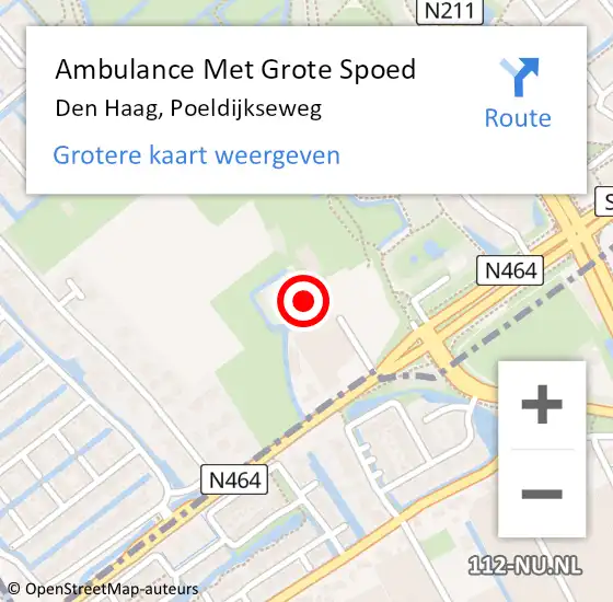 Locatie op kaart van de 112 melding: Ambulance Met Grote Spoed Naar Den Haag, Poeldijkseweg op 18 april 2024 15:27