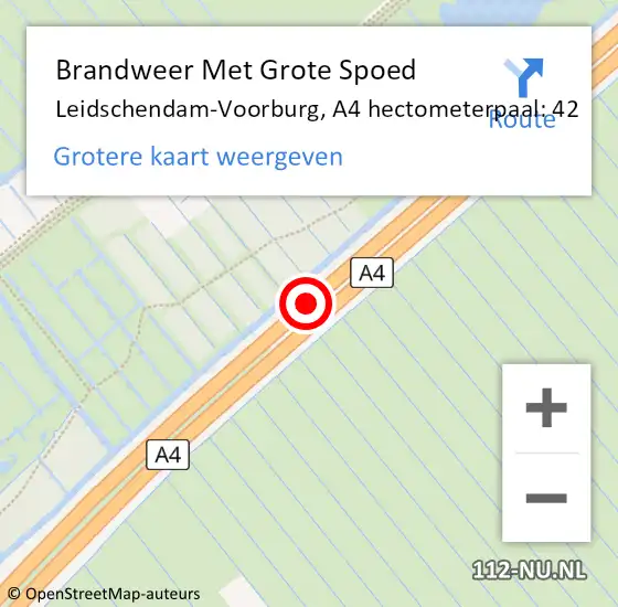 Locatie op kaart van de 112 melding: Brandweer Met Grote Spoed Naar Leidschendam-Voorburg, A4 hectometerpaal: 42 op 18 april 2024 15:36