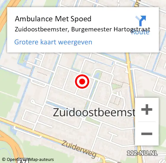 Locatie op kaart van de 112 melding: Ambulance Met Spoed Naar Zuidoostbeemster, Burgemeester Hartogstraat op 18 april 2024 15:36