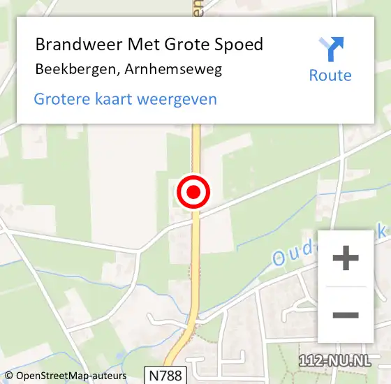 Locatie op kaart van de 112 melding: Brandweer Met Grote Spoed Naar Beekbergen, Arnhemseweg op 18 april 2024 16:41
