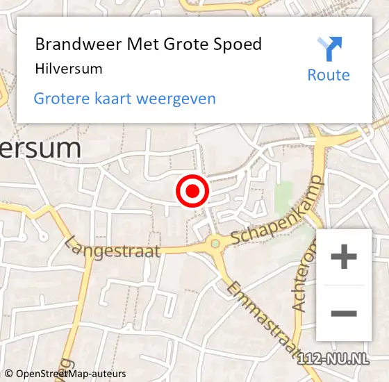 Locatie op kaart van de 112 melding: Brandweer Met Grote Spoed Naar Hilversum op 18 april 2024 16:57