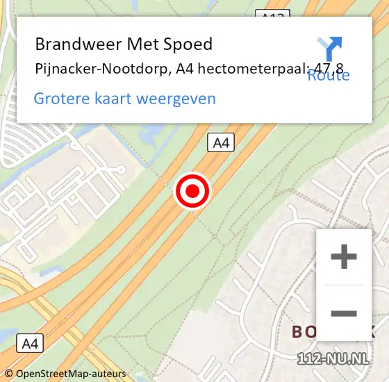 Locatie op kaart van de 112 melding: Brandweer Met Spoed Naar Pijnacker-Nootdorp, A4 hectometerpaal: 47,8 op 18 april 2024 17:28