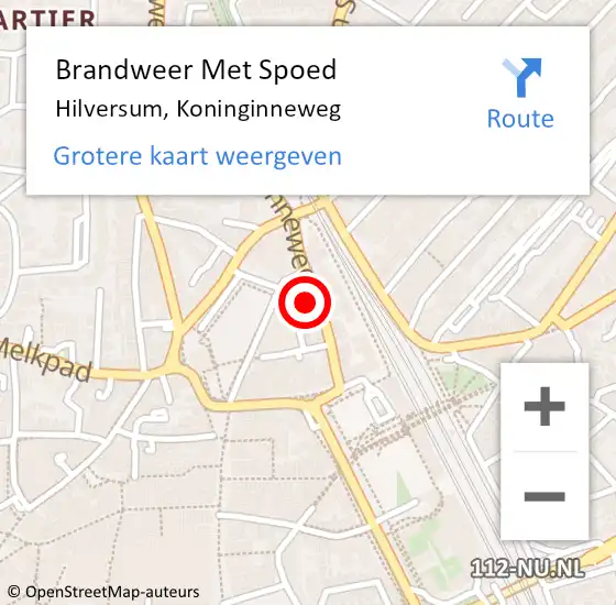 Locatie op kaart van de 112 melding: Brandweer Met Spoed Naar Hilversum, Koninginneweg op 18 april 2024 17:32