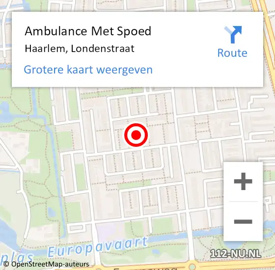 Locatie op kaart van de 112 melding: Ambulance Met Spoed Naar Haarlem, Londenstraat op 18 april 2024 17:35