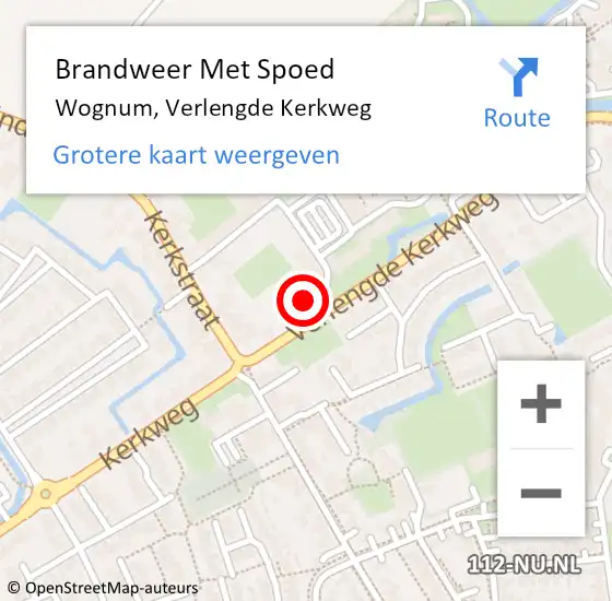 Locatie op kaart van de 112 melding: Brandweer Met Spoed Naar Wognum, Verlengde Kerkweg op 18 april 2024 18:01