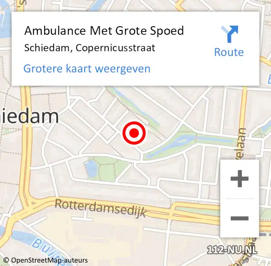 Locatie op kaart van de 112 melding: Ambulance Met Grote Spoed Naar Schiedam, Copernicusstraat op 18 april 2024 18:24