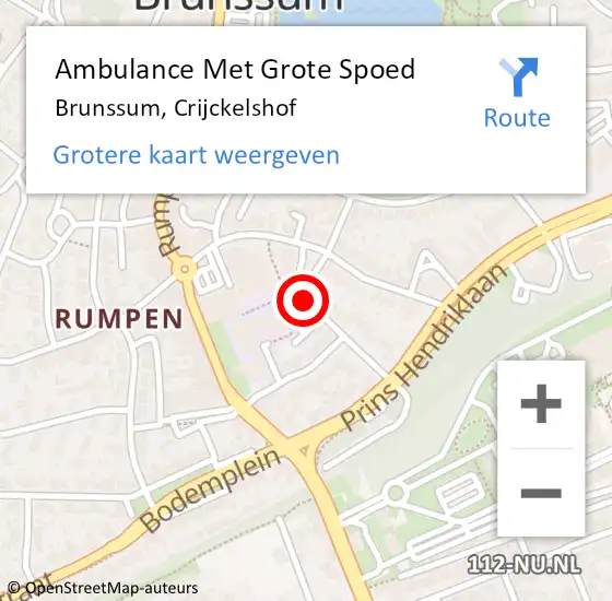 Locatie op kaart van de 112 melding: Ambulance Met Grote Spoed Naar Brunssum, Crijckelshof op 2 oktober 2014 22:02