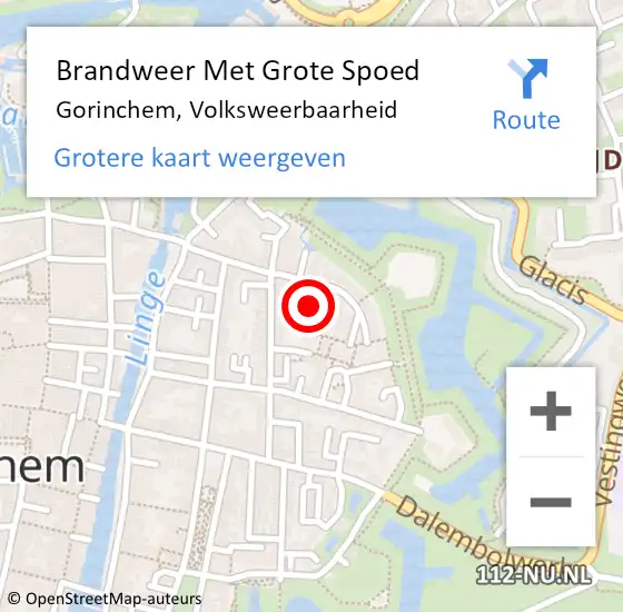 Locatie op kaart van de 112 melding: Brandweer Met Grote Spoed Naar Gorinchem, Volksweerbaarheid op 18 april 2024 18:51