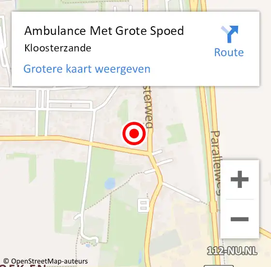 Locatie op kaart van de 112 melding: Ambulance Met Grote Spoed Naar Kloosterzande op 18 april 2024 19:07
