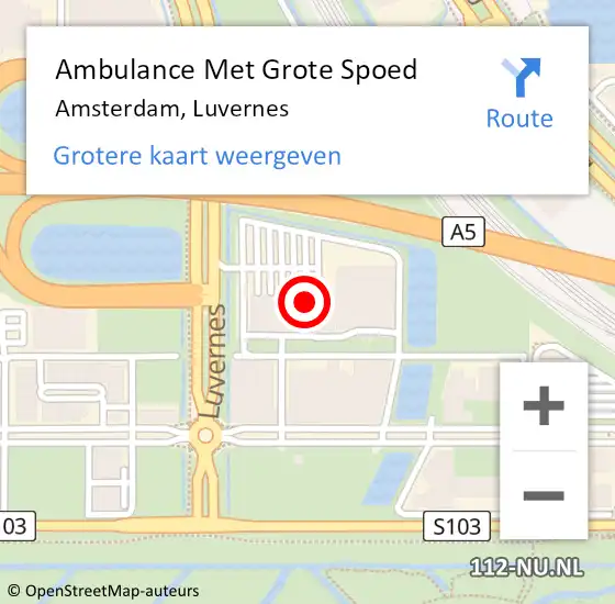 Locatie op kaart van de 112 melding: Ambulance Met Grote Spoed Naar Amsterdam, Luvernes op 18 april 2024 19:23