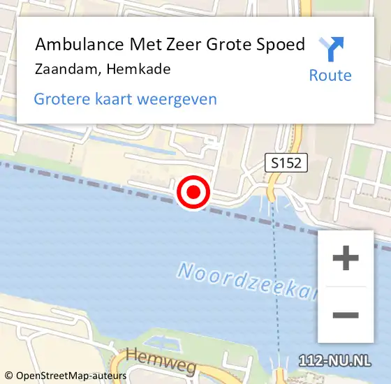 Locatie op kaart van de 112 melding: Ambulance Met Zeer Grote Spoed Naar Zaandam, Hemkade op 18 april 2024 19:24