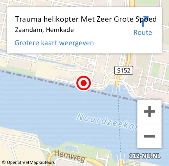 Locatie op kaart van de 112 melding: Trauma helikopter Met Zeer Grote Spoed Naar Zaandam, Hemkade op 18 april 2024 19:42