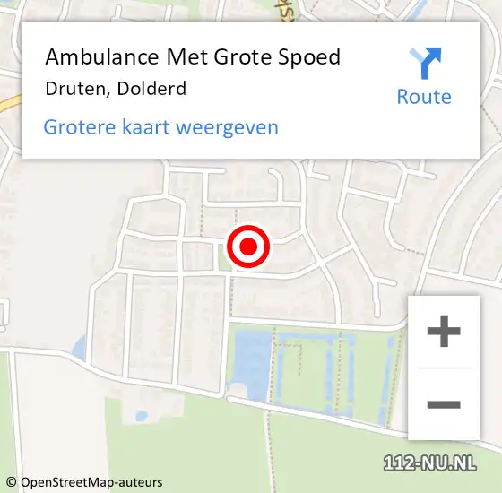 Locatie op kaart van de 112 melding: Ambulance Met Grote Spoed Naar Druten, Dolderd op 2 oktober 2014 22:21