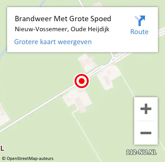 Locatie op kaart van de 112 melding: Brandweer Met Grote Spoed Naar Nieuw-Vossemeer, Oude Heijdijk op 2 oktober 2014 22:27