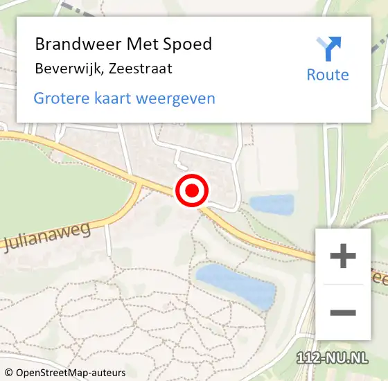 Locatie op kaart van de 112 melding: Brandweer Met Spoed Naar Beverwijk, Zeestraat op 18 april 2024 21:59