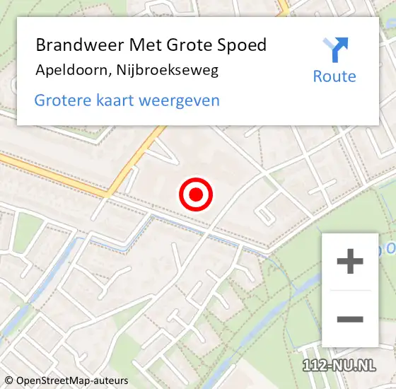 Locatie op kaart van de 112 melding: Brandweer Met Grote Spoed Naar Apeldoorn, Nijbroekseweg op 18 april 2024 21:59