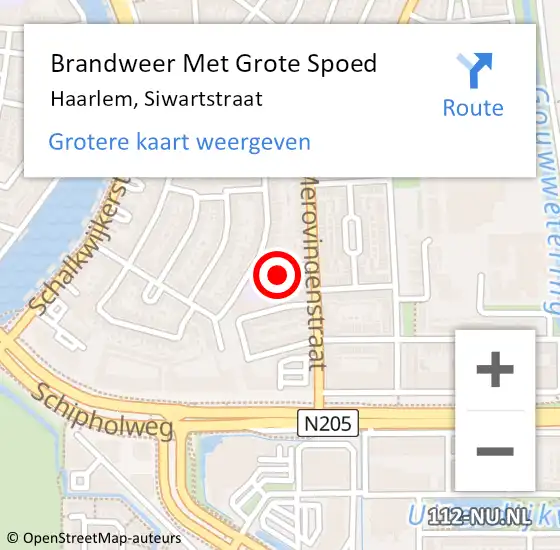 Locatie op kaart van de 112 melding: Brandweer Met Grote Spoed Naar Haarlem, Siwartstraat op 18 april 2024 23:09