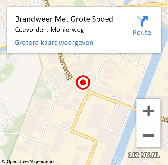 Locatie op kaart van de 112 melding: Brandweer Met Grote Spoed Naar Coevorden, Monierweg op 2 oktober 2014 22:36