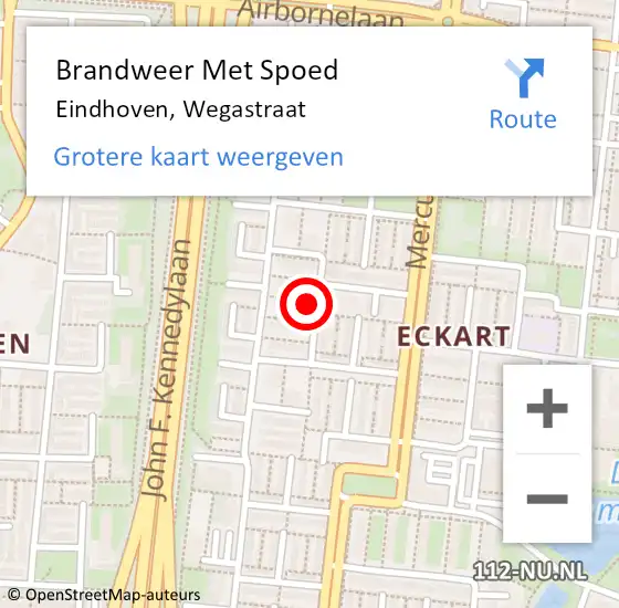 Locatie op kaart van de 112 melding: Brandweer Met Spoed Naar Eindhoven, Wegastraat op 18 april 2024 23:40