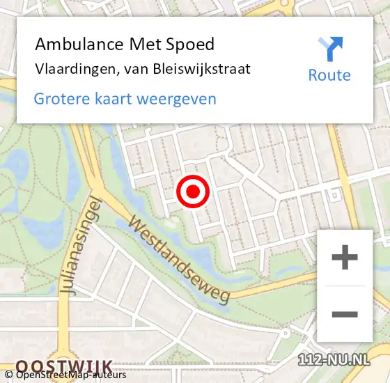 Locatie op kaart van de 112 melding: Ambulance Met Spoed Naar Vlaardingen, van Bleiswijkstraat op 19 april 2024 00:30