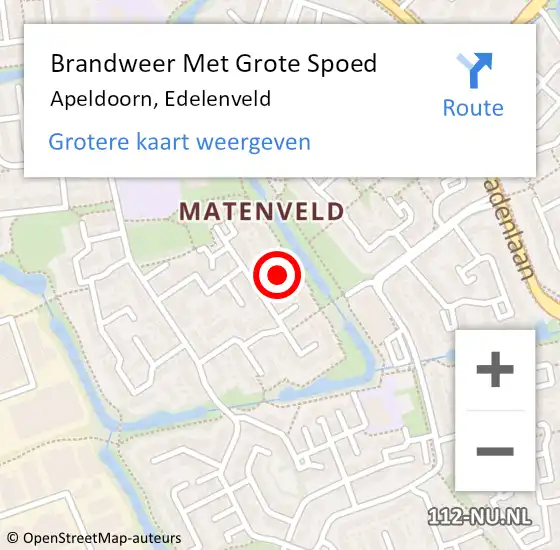 Locatie op kaart van de 112 melding: Brandweer Met Grote Spoed Naar Apeldoorn, Edelenveld op 19 april 2024 01:06