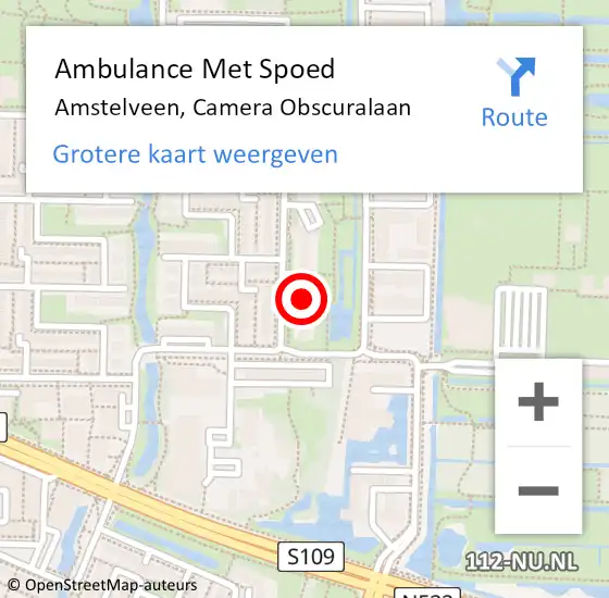 Locatie op kaart van de 112 melding: Ambulance Met Spoed Naar Amstelveen, Camera Obscuralaan op 19 april 2024 01:21