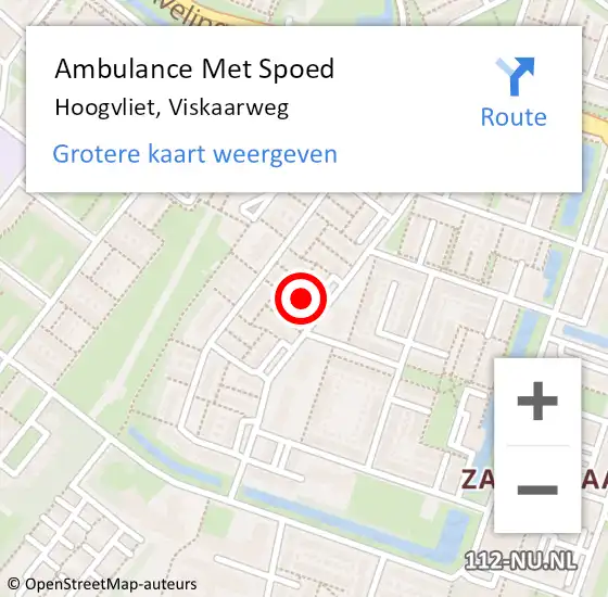 Locatie op kaart van de 112 melding: Ambulance Met Spoed Naar Hoogvliet, Viskaarweg op 19 april 2024 01:46