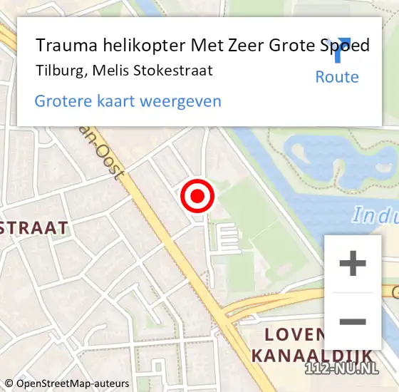 Locatie op kaart van de 112 melding: Trauma helikopter Met Zeer Grote Spoed Naar Tilburg, Melis Stokestraat op 19 april 2024 04:28